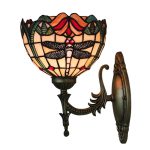 vintage dragonfly wall lamp stained glass LED sconce bedroom living room decor
